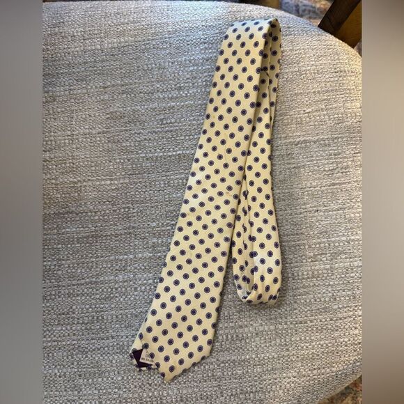Preppie by J.B. Yellow with spotty design men’s vintage tie - Picture 1 of 4